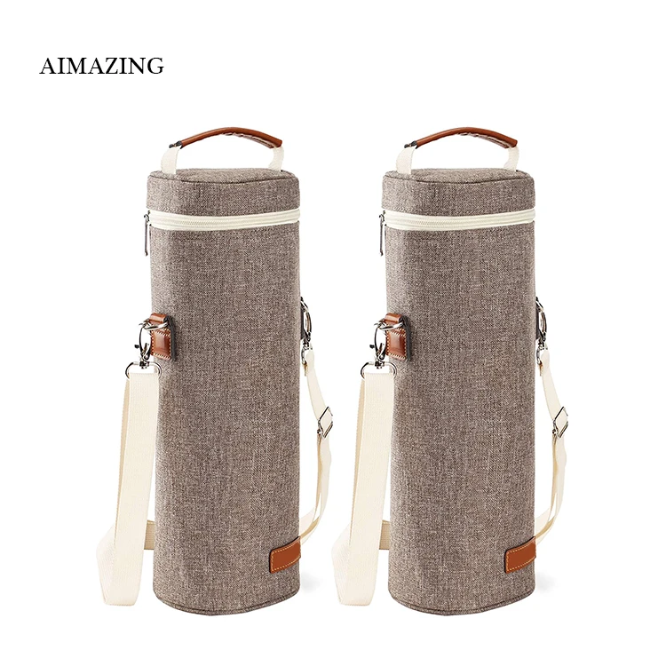 

2021 New Wine Bag Promotion Portable Wine Cooler Single Wine Cooler Bag Single Bottle Travel Insulated Bag For Delivery, Black/grey or customized