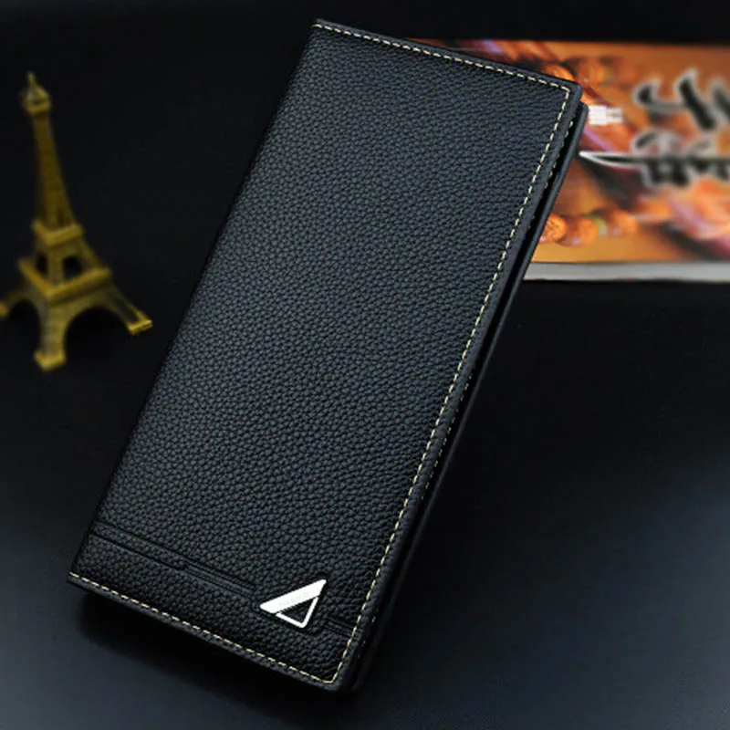 

Wholesale high quality pu leather purse man slim wallets Amazon Hot Sale Credit Card Holders black men's leather long wallet
