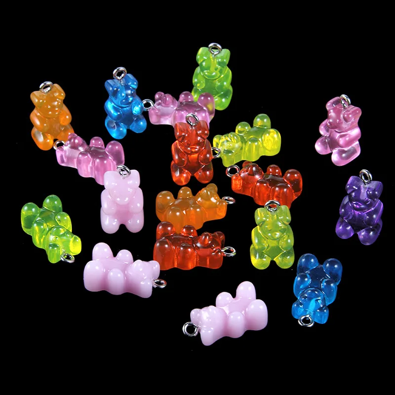 

10pcs/bag Bear Resin Charm Candy Jelly Color Small Bear Charm Necklace Earrings Accessories Charms For DIY Jewelry Making