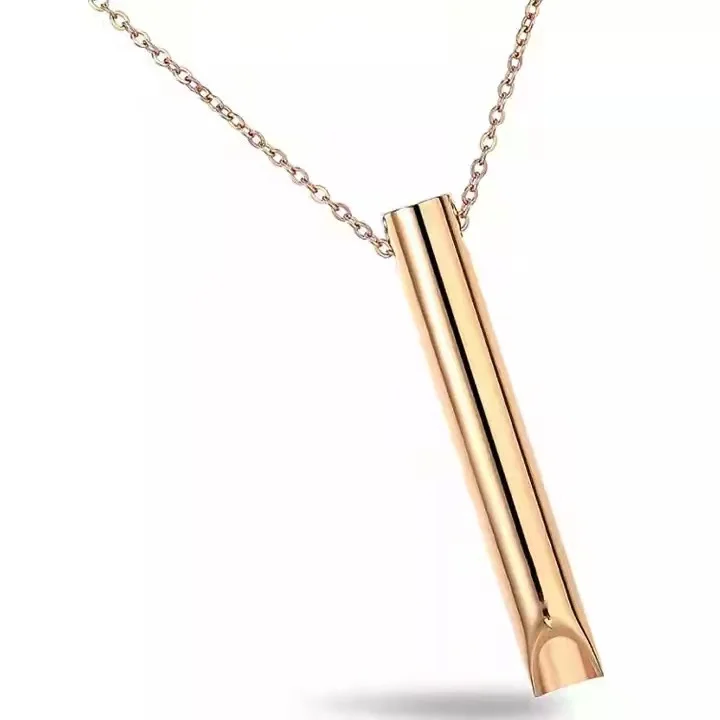 

2022 Gold Plated Breathing Necklace Meditation Anxiety Stainless Steel Necklace, Black gun plated, rose gold plated, gold plated