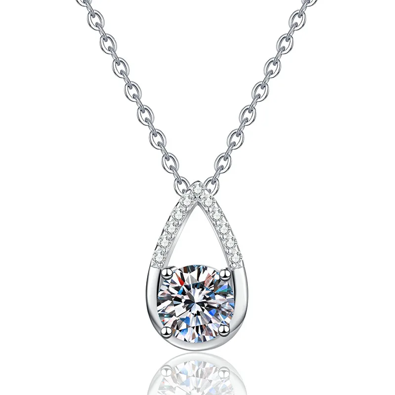 S925 Sterling Silver Moissanite Necklace Classic Drops Design Silver Plated 925 Silver Wedding Engagement Classic Perfect Gift
