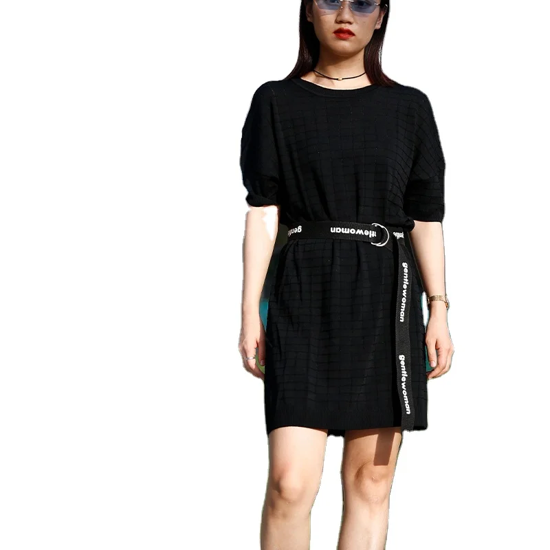 

Wholesale Plus Size Women Fashion Short Sleeves Dress Ladies Silk Sweater Dress Women Clothing