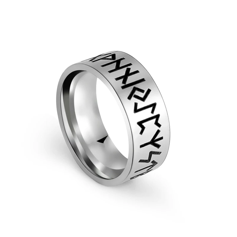 

Viking Norse Runes Amulet Ring For Men Stainless Steel Vintage Finger Rings Party Jewelry Engagement Anniversary Gift, Steel color,gold, rose gold