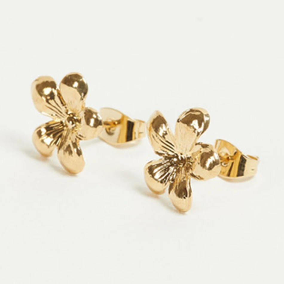 

women high quality gift 18k gold plated luxury jewelry trendy 925 sterling silver trendy flower stud earrings