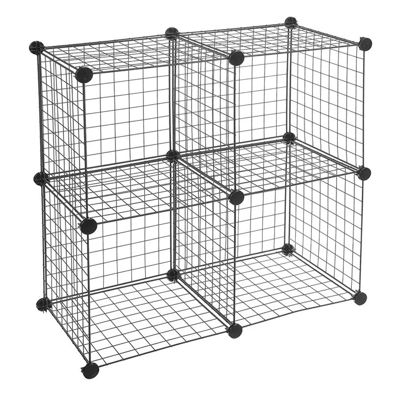 

Wire Cube Storage Organizer 4 Cube Metal Grid Storage Bins Shelving Bookshelf Shelves DIY Closet Cabinet for Living Room Office, Black/white