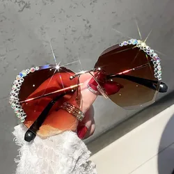 shades 2021 small women frameless sunglasses diamonds rhinestone polarized sunglasses sun glasses men women sunglasses 2021