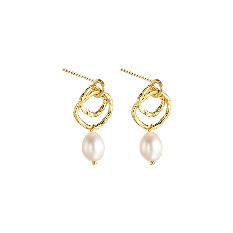 

Trending Geometric Stud Earrings Drop 925 Silver Pearl Gold Earrings Dangle for Women