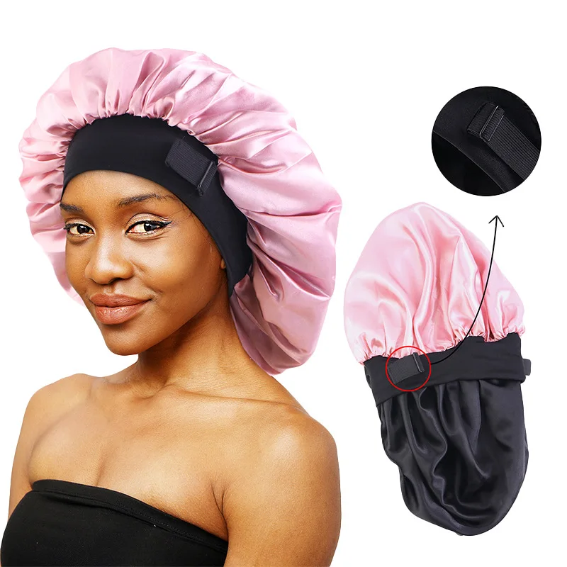 

Wholesale Pink Satin Bonnet Women's Adjustable Reversible Satin Bonnet Soft Designer Bonnets And Satin Hair Wraps