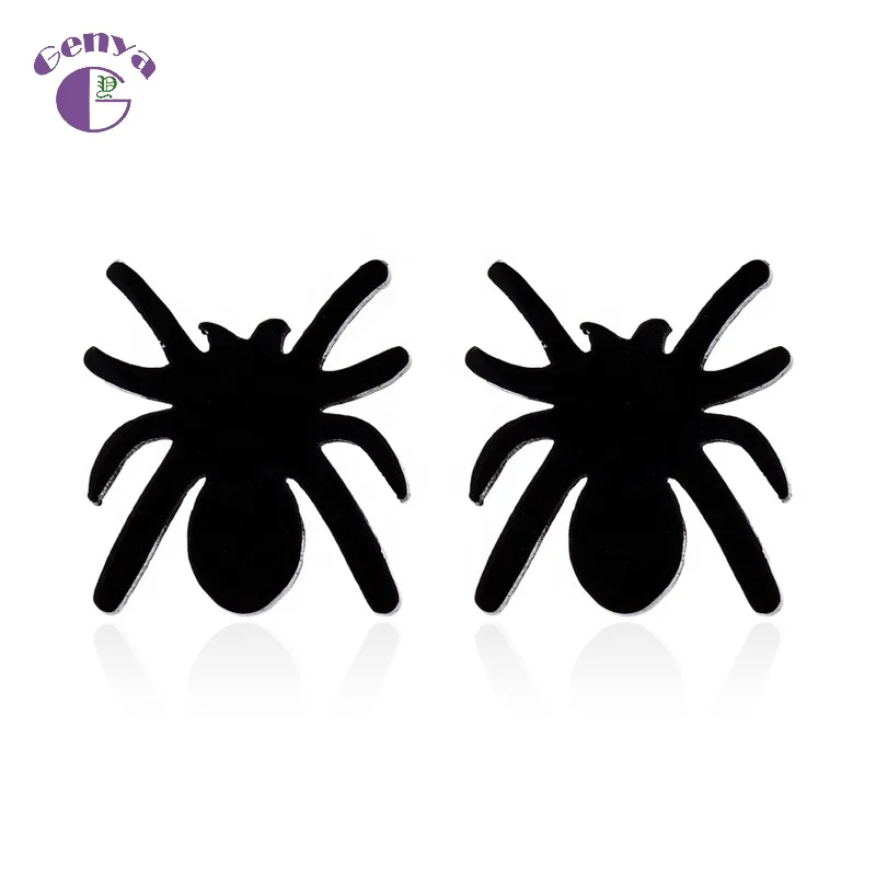 

GENYA New Halloween Spider Earrings Halloween Ghost Stud Earrings, As picture