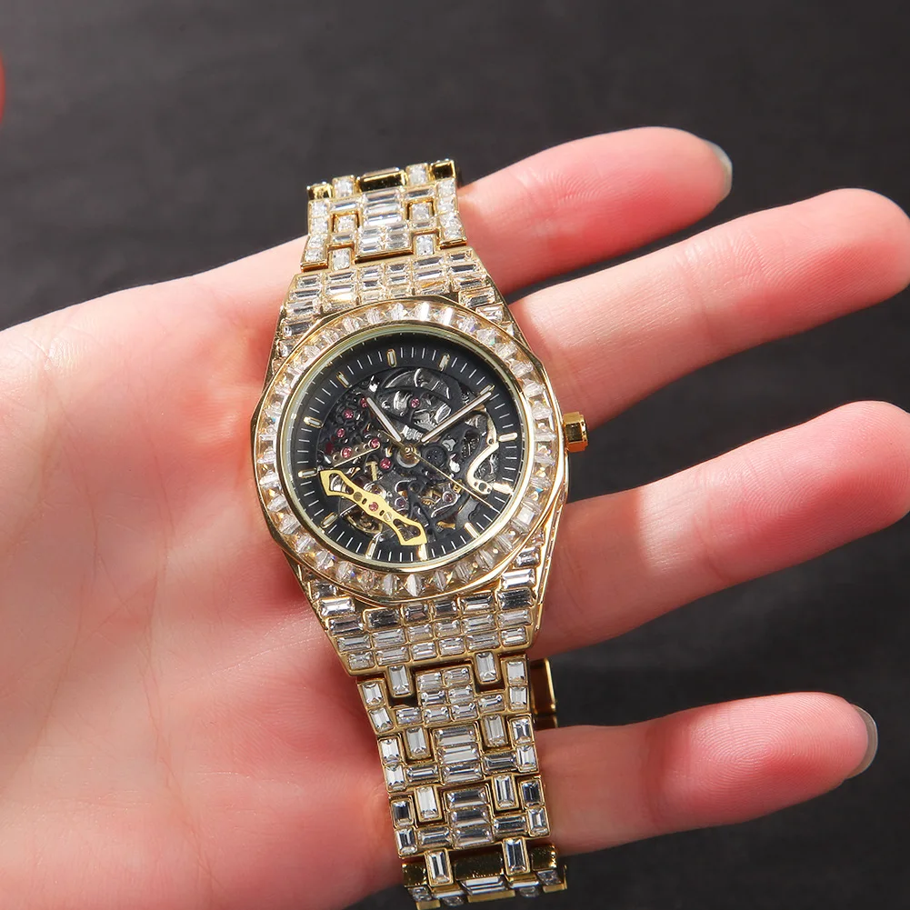 

2021 new fashion mechanical watch hip hop casual sports full diamond men's watch wholesale in stock