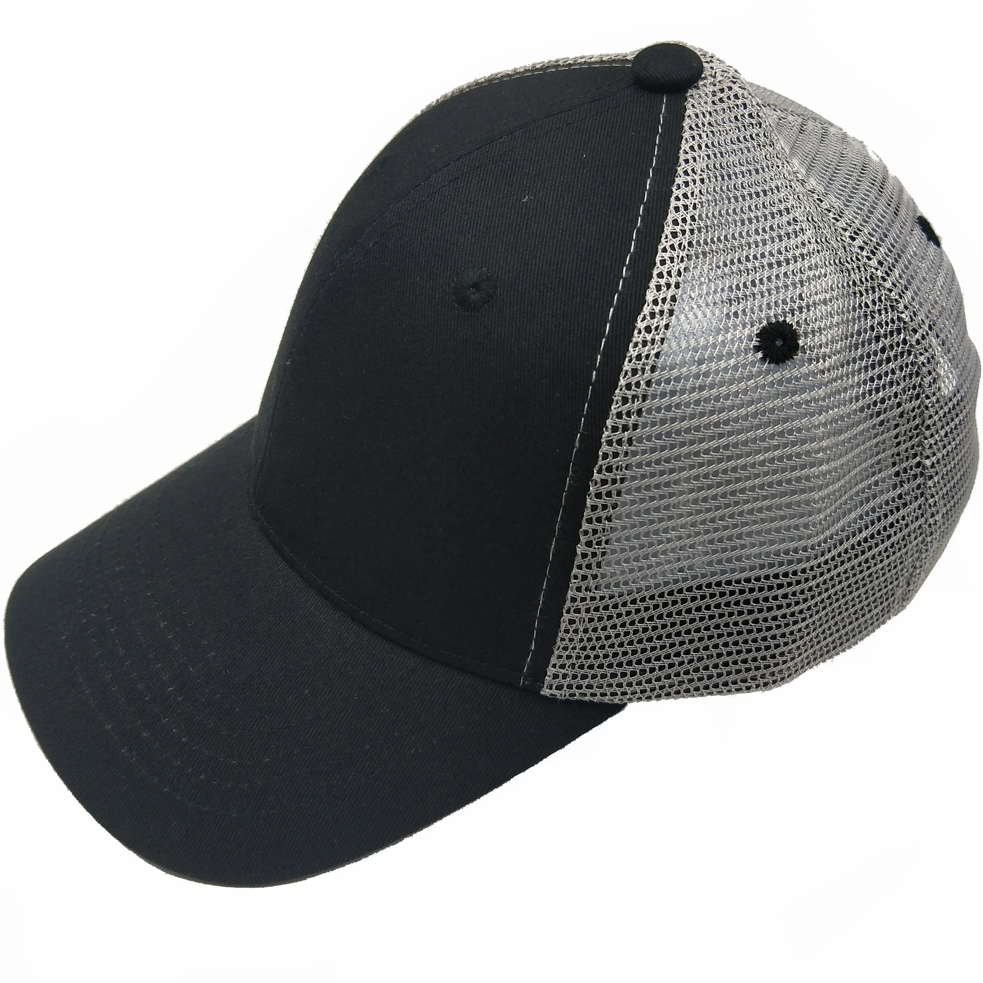 

Plain Cotton+Mesh Trucker Cap Hat ,Adjustable 6-Panel Baseball Cap ,Sports Wear Caps For Man/Woman Black, Various colors based on pantone color card