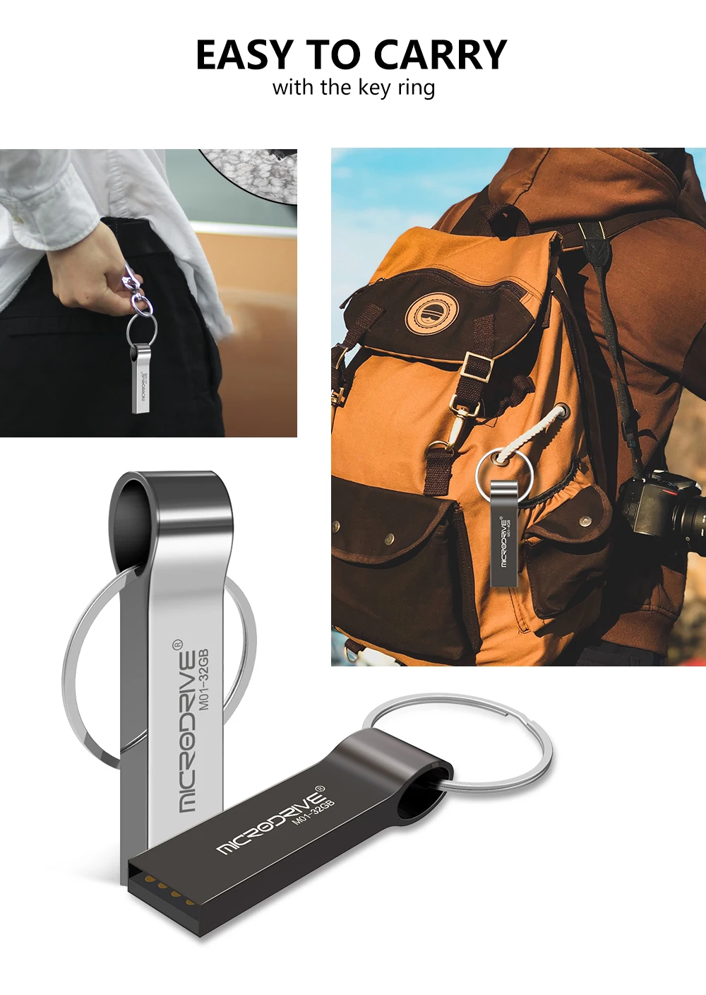 wholesale Custom Logo Stainless Steel Key chain USB pen drive 1GB 2GB 4GB 8GB 16GB 32GB 64g memory stick - ANKUX.COM