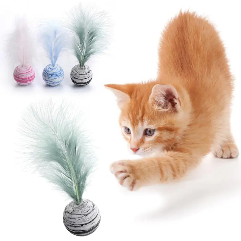 

Delicate Cat Toy Star Balls Plus Feather High Quality EVA Material Light Foam Ball Throwing Funny Interactive Plush Toy Supplies
