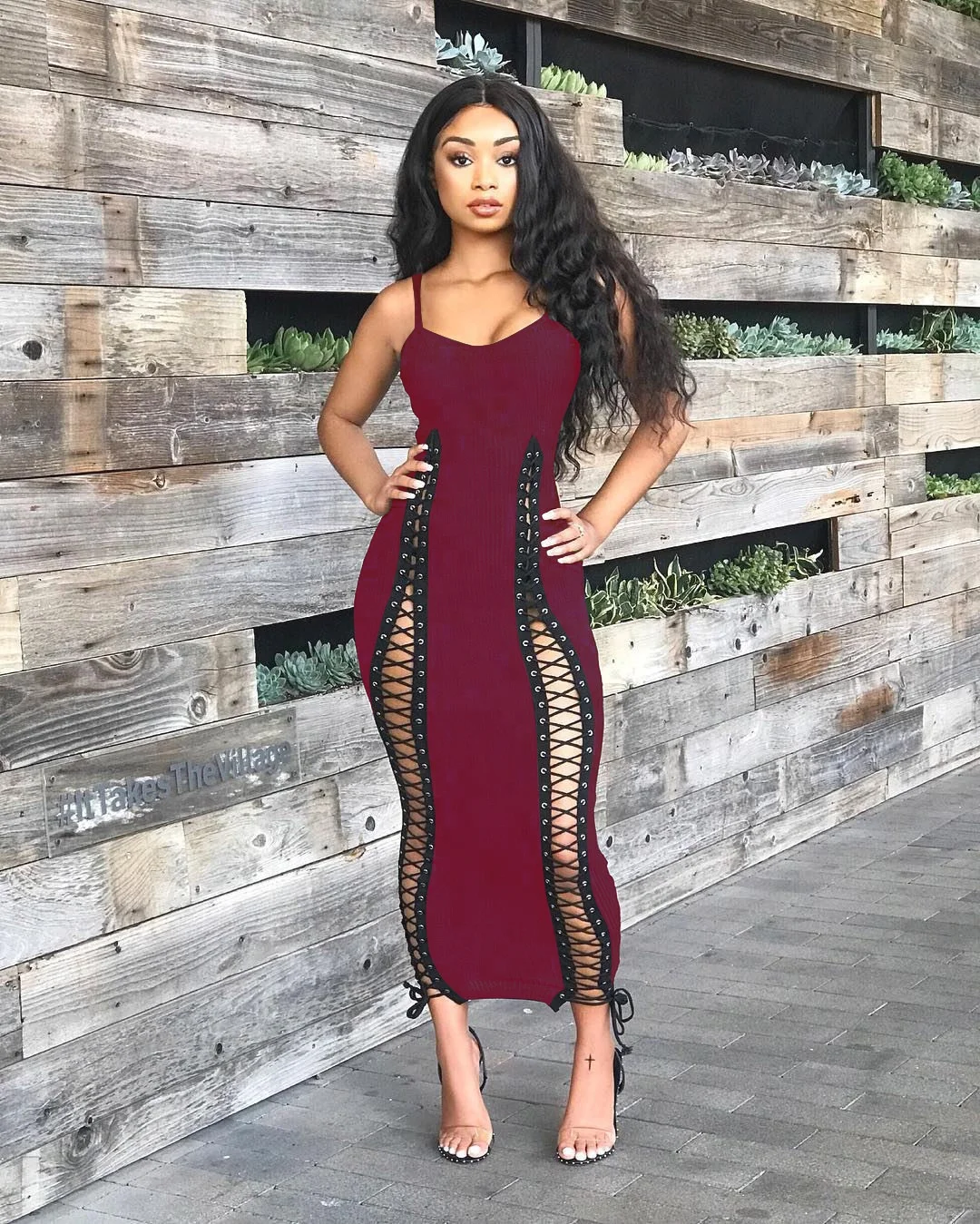 

New arrival Summer Trendy Clothes sexy dress Maxi Dresses Women Lace Up Grommet Knitting Lady Elegant Ladies Clothing, 1color