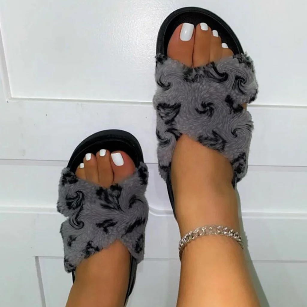 

Deaighers Brand mujer Slides Flip Flops Flat Sandals Women Fashion Fur Slippers