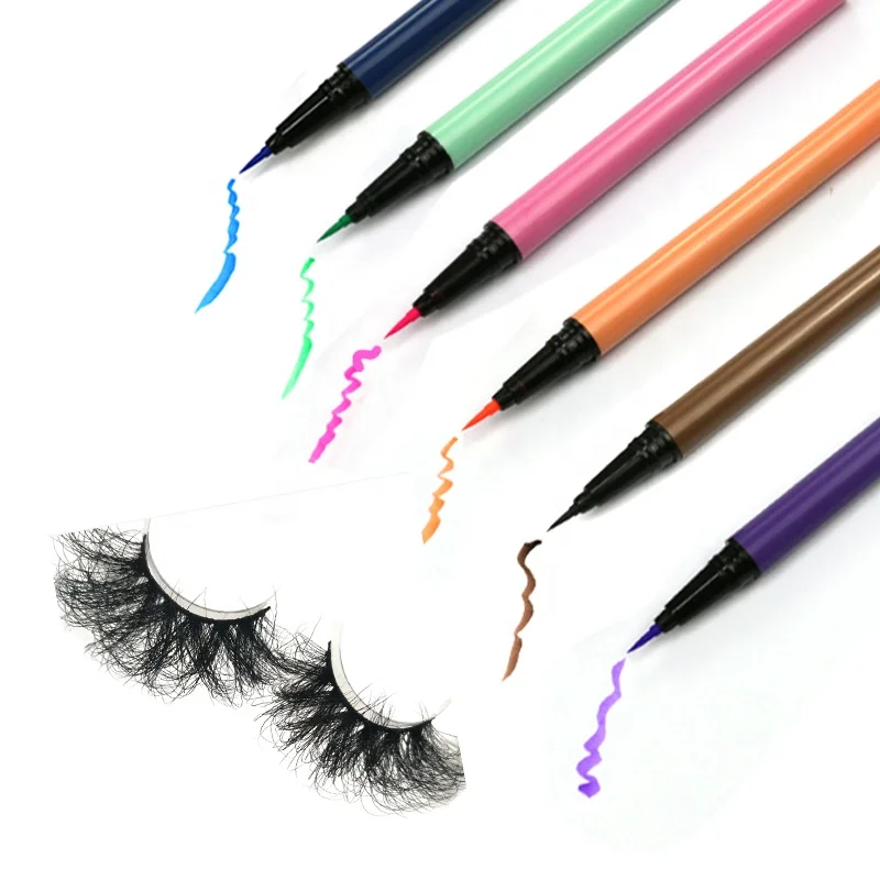 

Best Selling 2021 New Product private label adhesive eyeliner colourful eyeliners customized box 3D mink lashes liquid glue pen