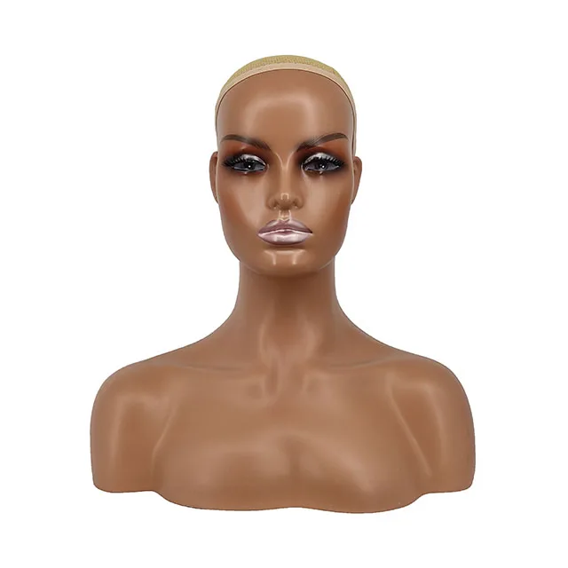 

Wholesale africa america mannequin head with shoulders for wig hat scarf display, Light skin & dark skin