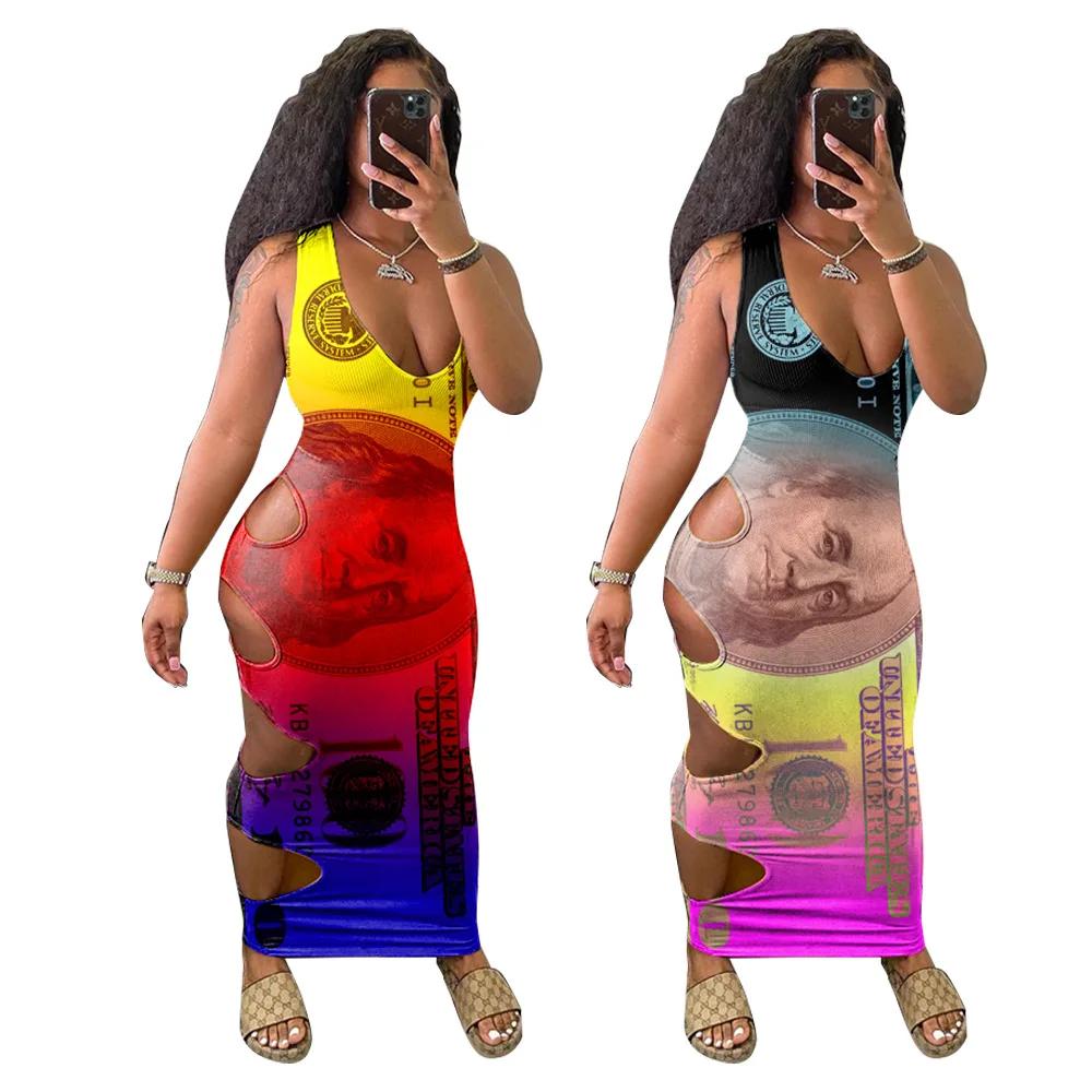 

EB-2022 new050532 2022 new21 New Sexy Gradient Matching Sleeveless Dress Bodycon Dress Hot Sale Summer Dresses Women, Pink,orange,rose red