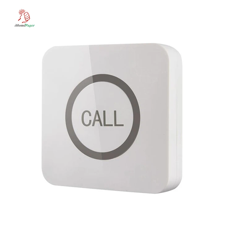 

Wireless 433.92mhz long range waterproof pager one key touch call button for hotel and hospital, White