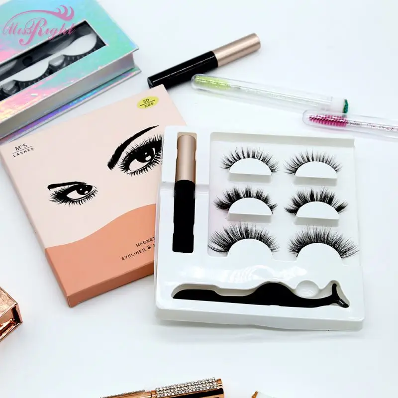 

2021 3D Effect Magnetic False Eyelashes New Best Waterproof Magnetic Liquid Eyeliner Eyelash