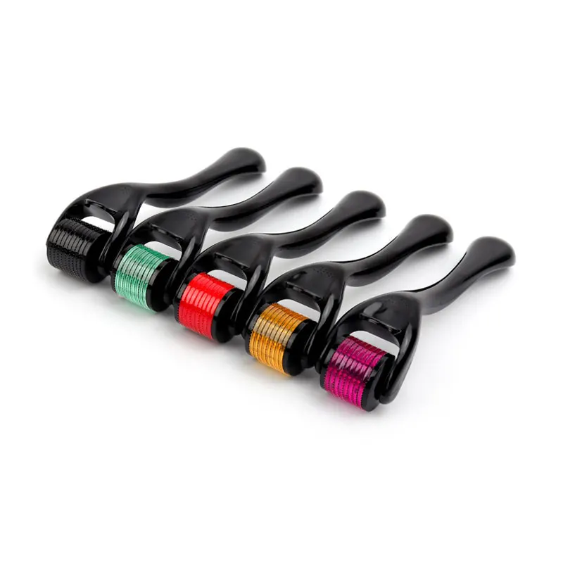 

Premium New Dermaroller Skin Stamp Micro Needle Derma Roller, Black/white (handle)+purple (roller)