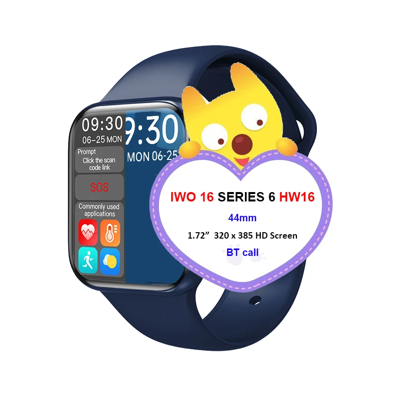 

HW16 smartwatch blood pressure monitoring IP67 waterproof reloj intelligente fitness tracker smart watch 2020