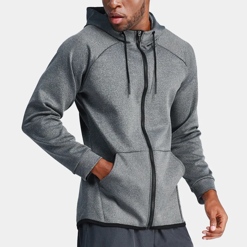 

Autumn Sportswear Jackets Men's Workout Running Quick Dry Tops Fitness Gym Jacket Basketball Training Wear Men Zipper Hoodies, Black, dark gray