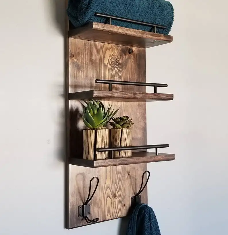 Floating Shelf Organizer 3 Tier Bathroom Shelf Towel Rack Entryway ...