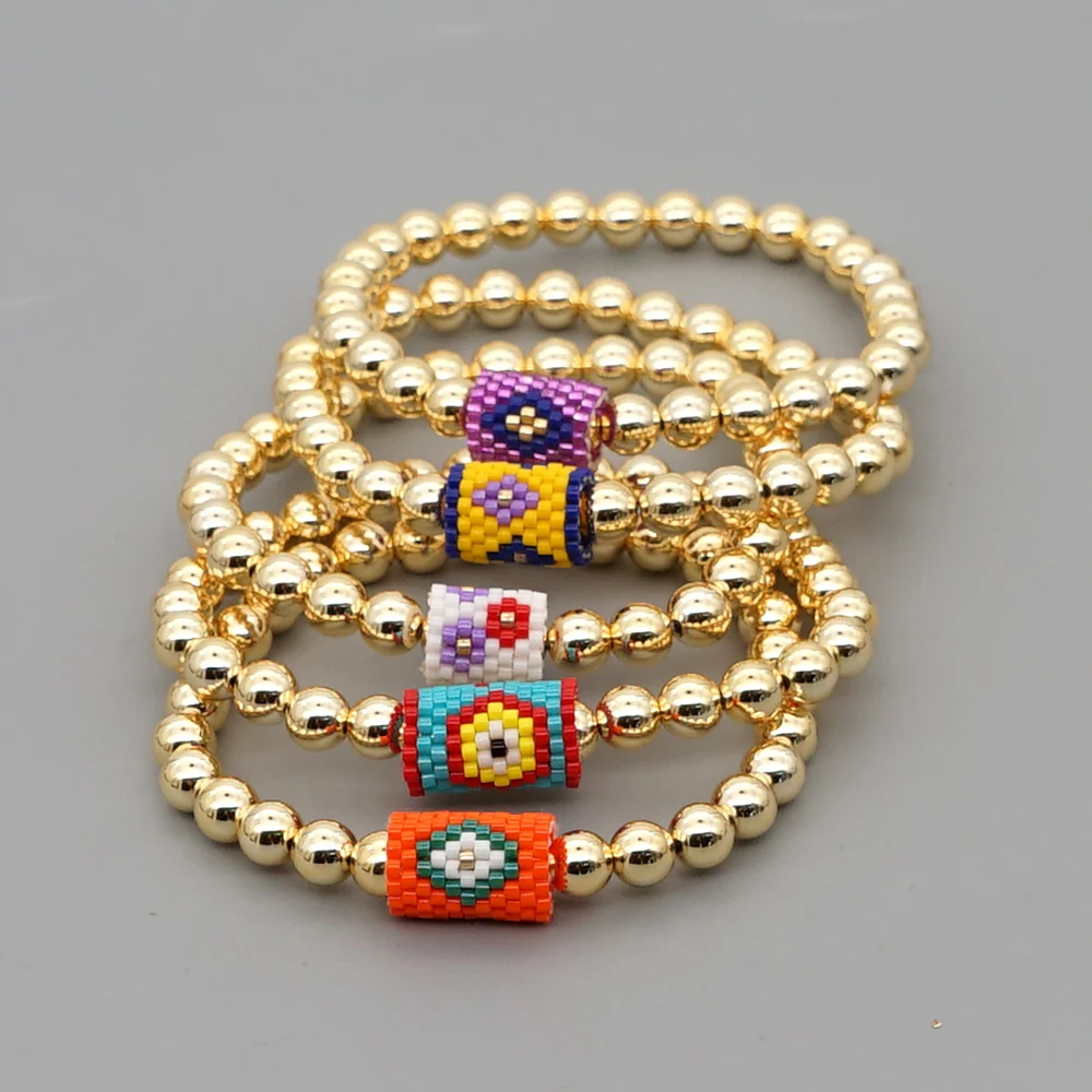 

Go2boho Hight Quality Gold Beads Bracelets Miyuki Bracelet Gift Jewelry Greek Eye Pulseras Handmade Beaded Jewellery Women