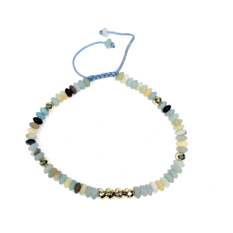 

Wholesale Natural Roundel Amazonite Stone Beads, Small Abacus Amazonite Gemstone Bracelet, 100% natural color