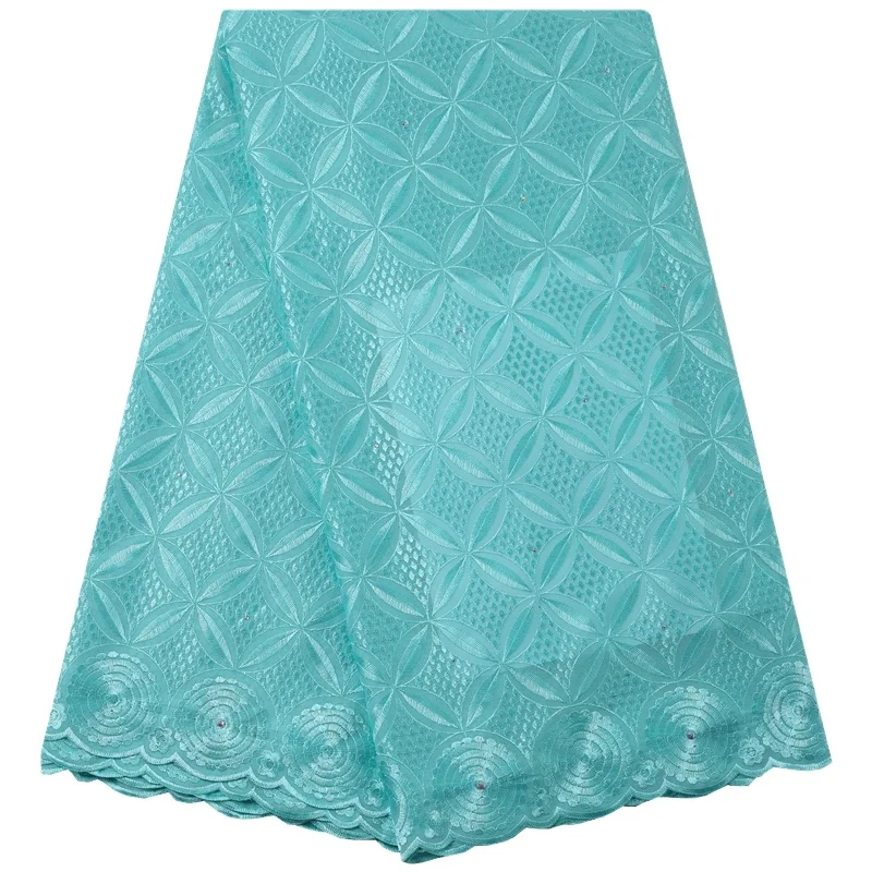 

Cyan Tissu African Swiss Cotton Lace Fabric 5 Yards Swiss Voile Lace In Switzerland For Nigerian Sewing Swiss Cotton Lace 2202, As shown in the photos