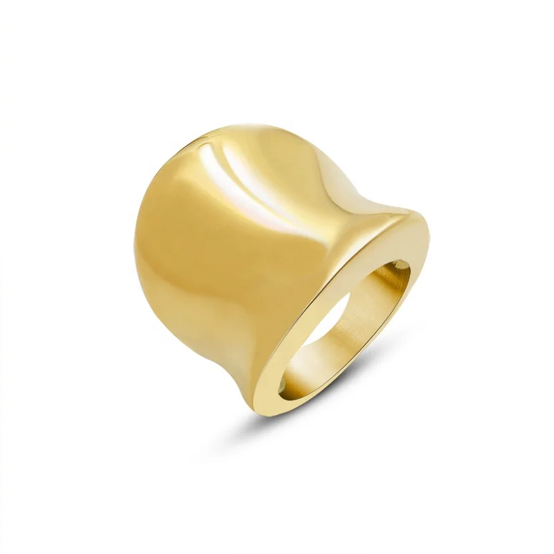 

Custom Wholesale Trendy Personalised 18K Gold Plated Ring Women Stainless Steel Rings