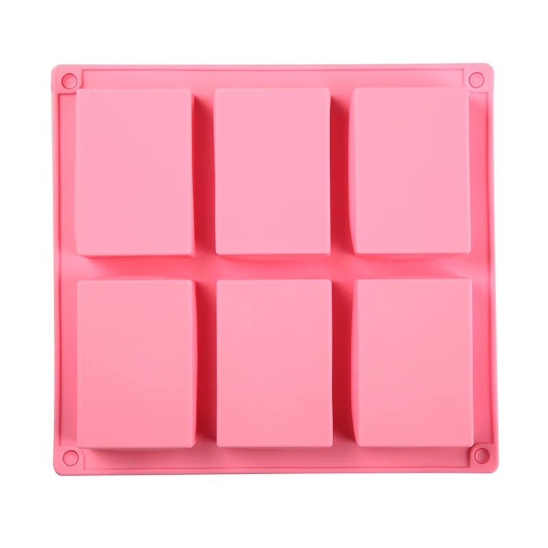 

Reusable Wholesale baking tray Square shaped 6 cell fondant mold silicone cake baking mold, Pink