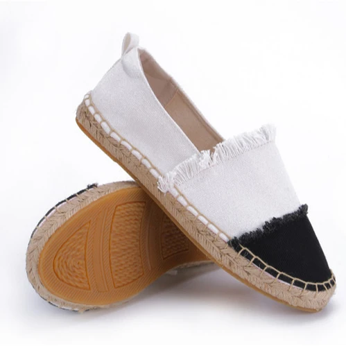

Flat tassel Espadrille jute sole for Women Shoes, Black white pink