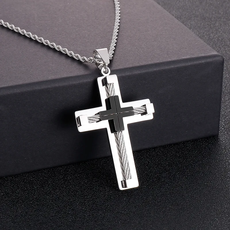 

Stainless Steel Jewelry Cross Pendant Wholesale Mens Necklace Gold Silver Black Plated Designer Accessories