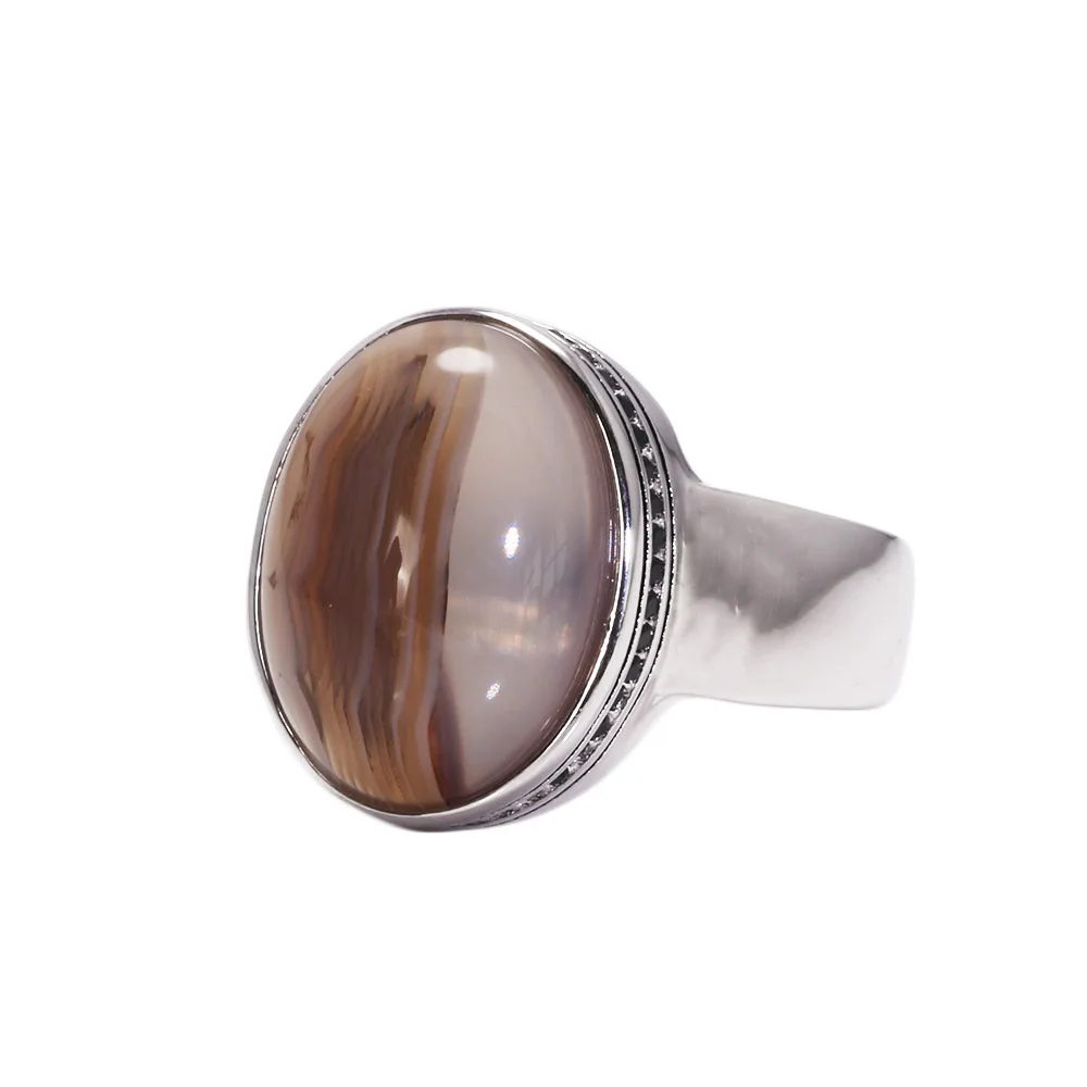 

Mens Rings Silver s925 Simple Rings Oval Shape Natural Agate Stone Original Color Turkish Finger Rings Man Turkey Jewelry