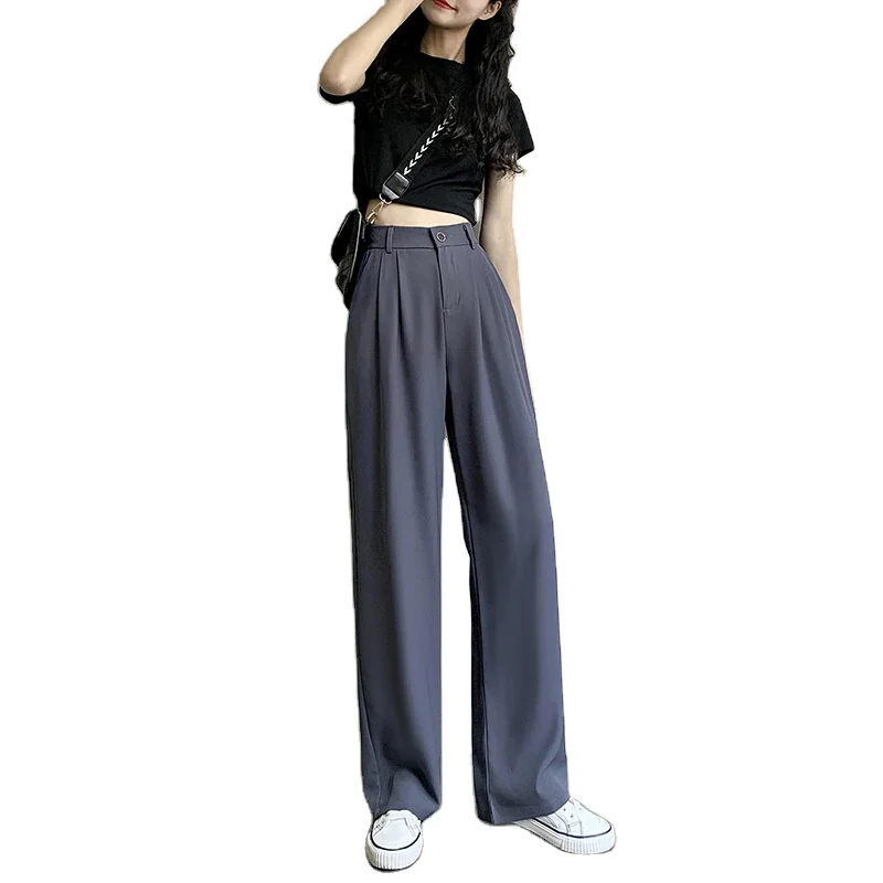 

Wholesale High Quality Sag High Waist Wide Spring Summer Leg Pants Straight Loose Suit Pant Mopping Trousers