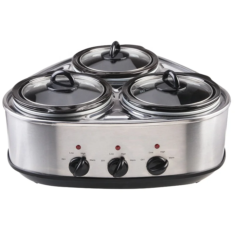 
High quality 3 Pot Triple Ceramic Electric Slow Cookers with 1.5l Capacity 