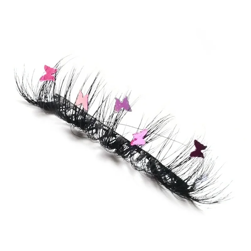 

Butterfly eyelashes valentines lashes glitter lashes heart lashes 20mm mink with 68 kinds of butterfly decals eyelash, Cruelty free eyelashes natural black