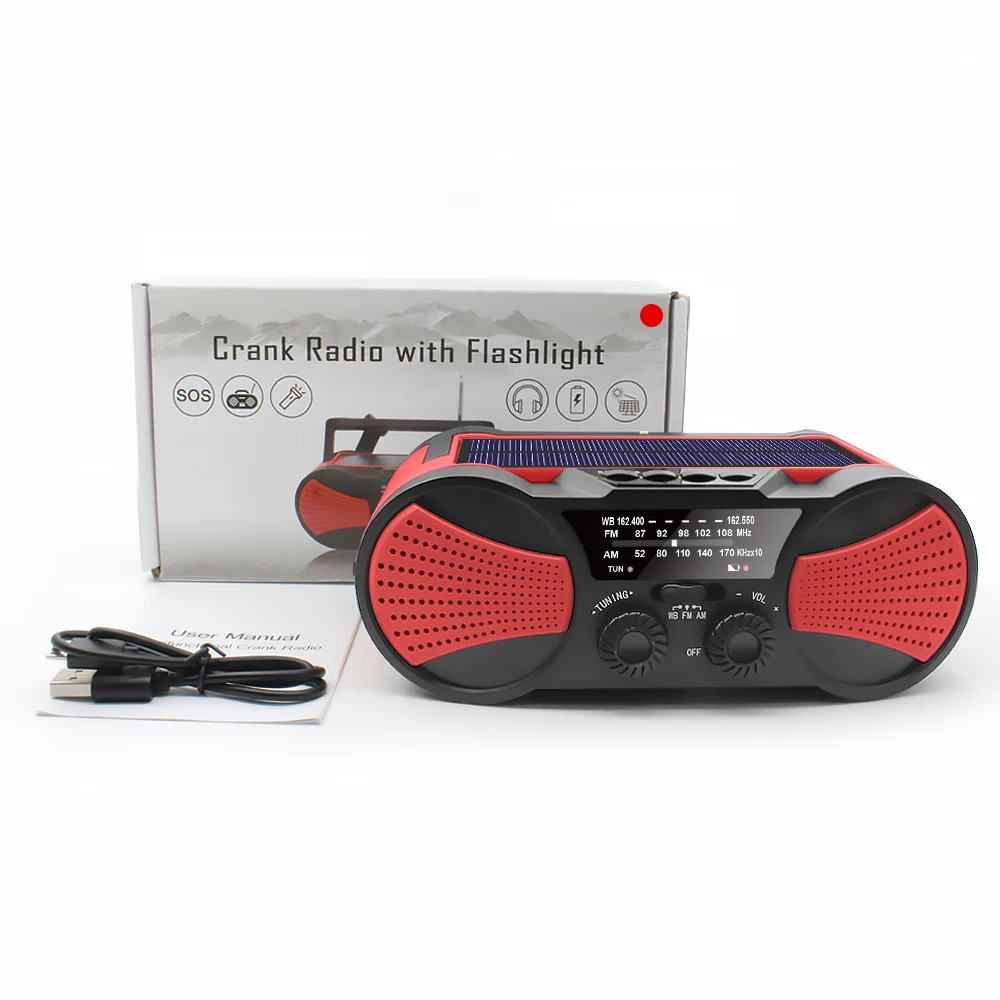 

solar emergency dynamo torch & light radio 2021 emergency radio flashlight solar usb battery, Customized