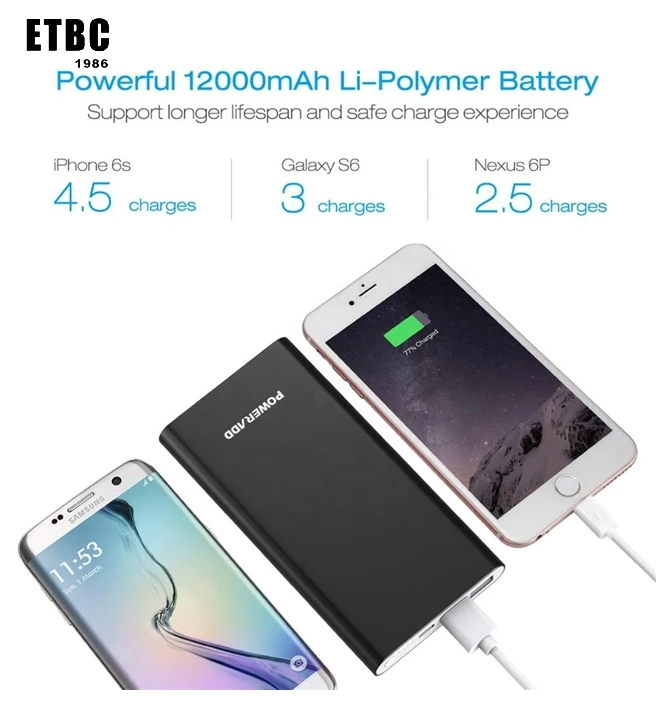 Free Shipping High quality Lighting input and Dual USB 12000mAh New Portable USB Power Banks For power bank /moble devices - ANKUX.COM