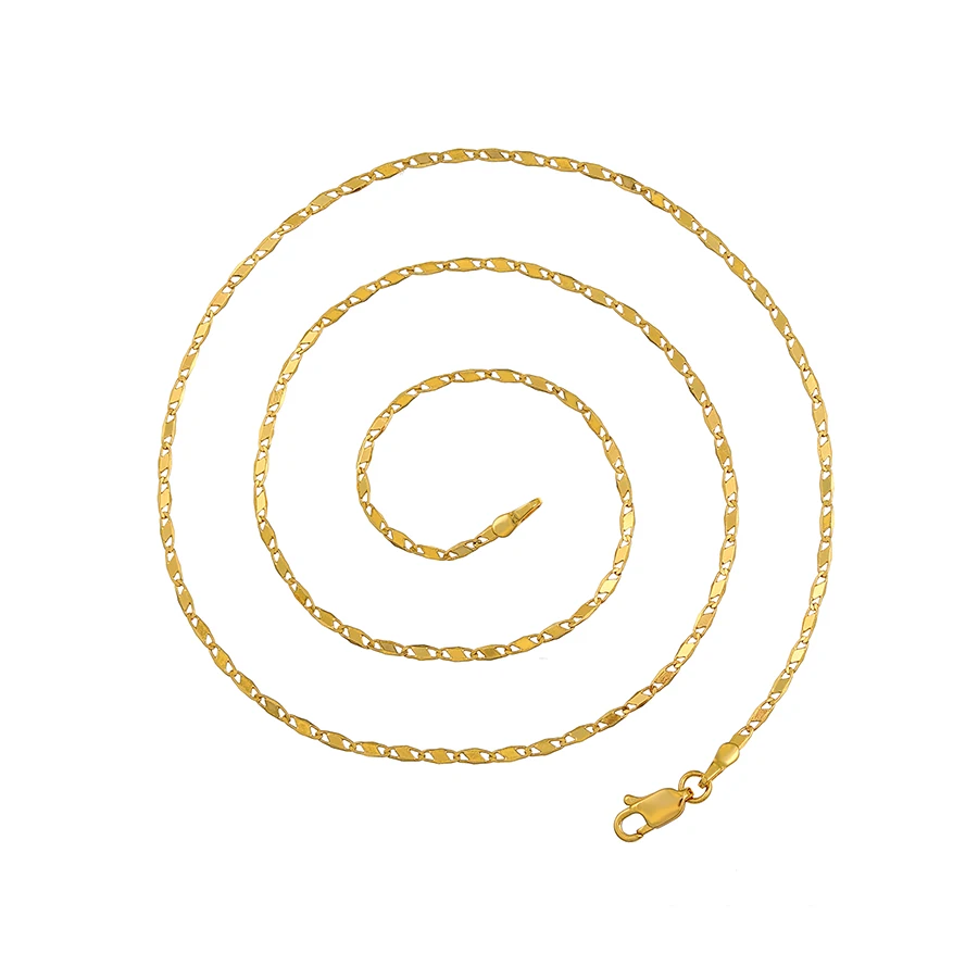

46909 Xuping women collares flat chain 24k gold plated collares de mujer fashion necklace joyas baadas en oro por mayor, 24k gold color