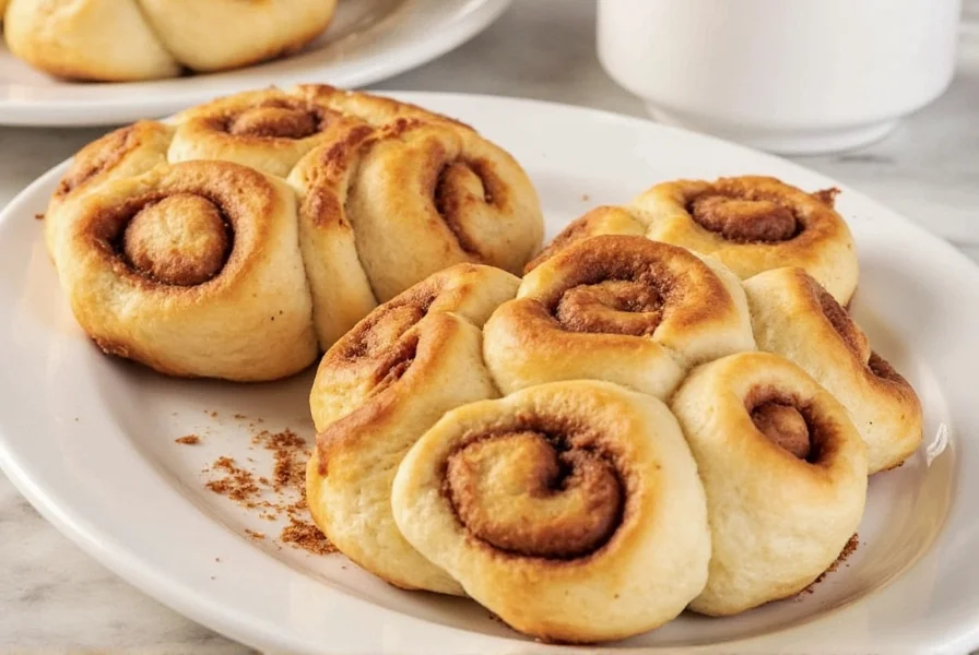 Perfectly golden crescent cinnamon rolls with creamy icing drizzled on top, close-up photography showing flaky layers