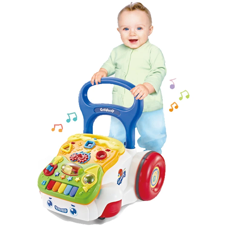 

Most popular Cheap Multifunctional First Step Musical Baby Learning Walker Push Car educational Toy for early learn, Colorful