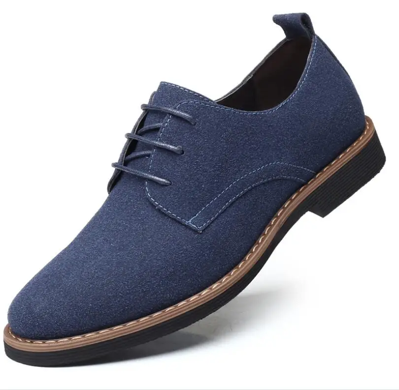 

Factory Sale Simple Men's Casual Leather Dress Shoes Solid Color Suede Round Head Cross Straps Men's Flat Shoes