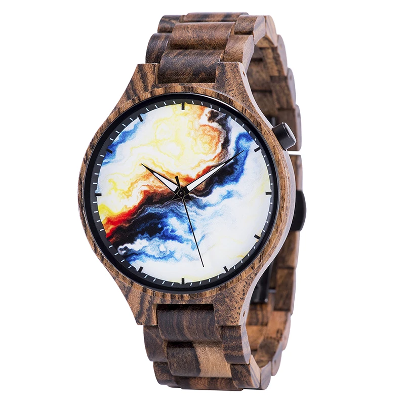 

Wood Watches Manufactures Marble Dial With Color Customization Cool Wristwatches For Men And Women