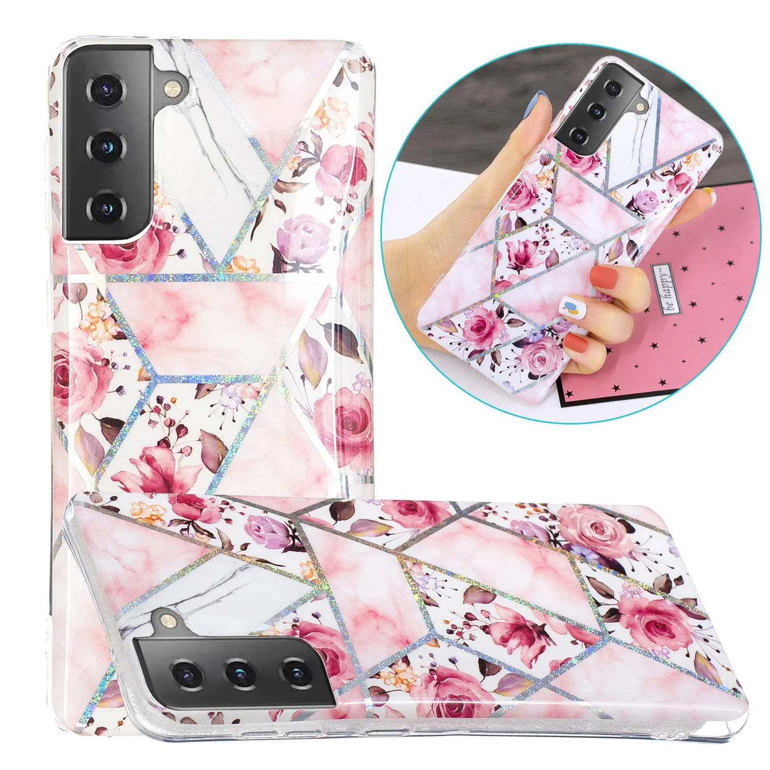 

Marble Phone Cases Soft Tpu Love Flower mobile phone Shell For Samsung Galaxy S30 plus Flower Case Cover Capa