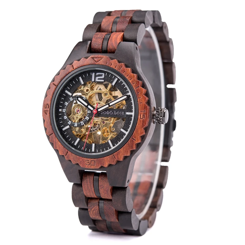 

Fashion Casual Nature Wooden Watches Automatic Mechanical Bracelet Wooden Watch