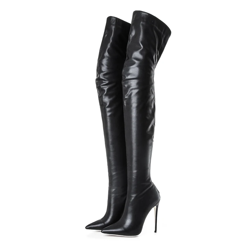 
Patent Leather Sexy Wholesale Pointed Toe Women Over The Knee Boots Fashion Stiletto High Heel Elegant Winter Thigh High Boots 