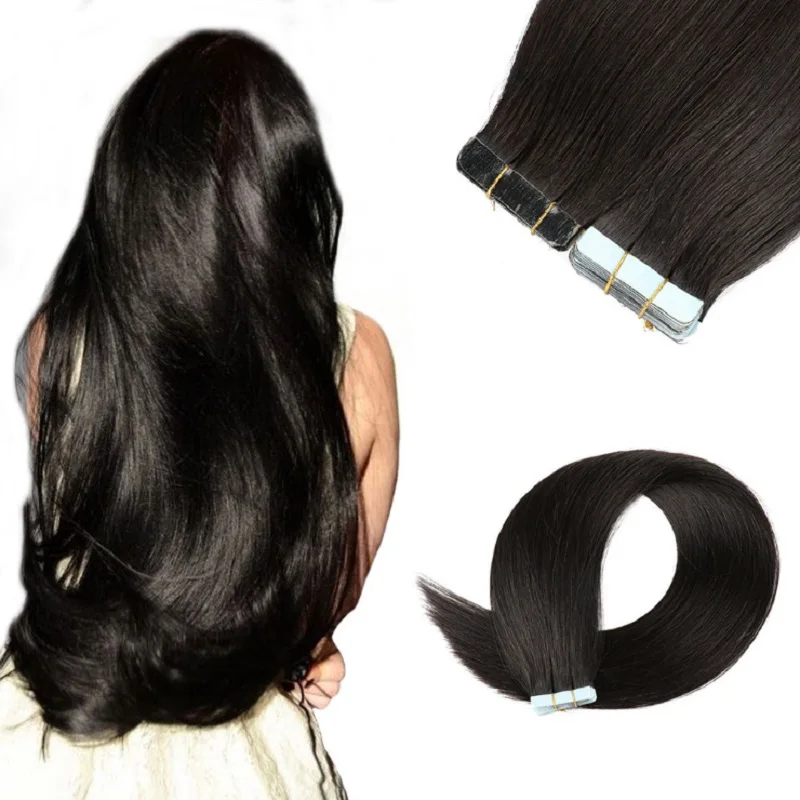 

HE03 #1B Best Sellers Human Hair PU-Tip Extension Tape in Hair 16-24inch 20Pcs/Pack Indian Hair